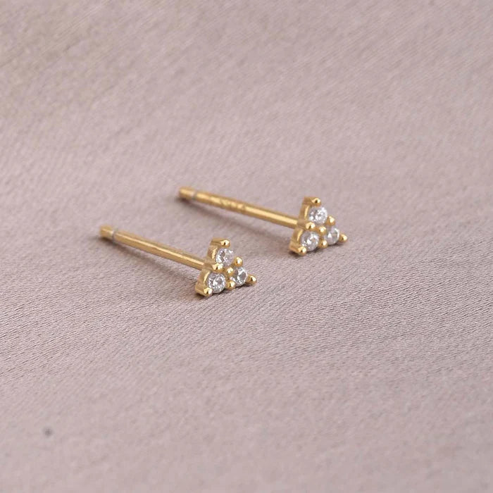 Trinal Solitaire Stud Earrings