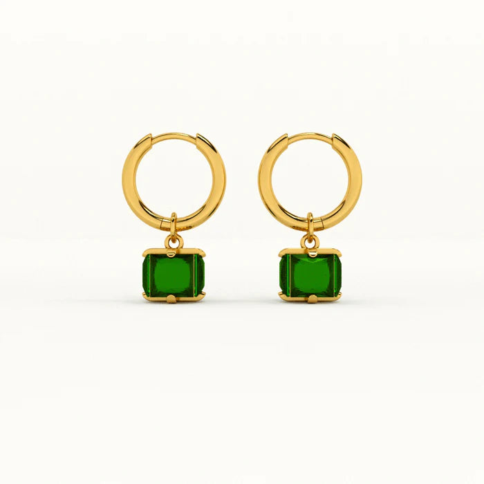 Emerald Hoop Earrings