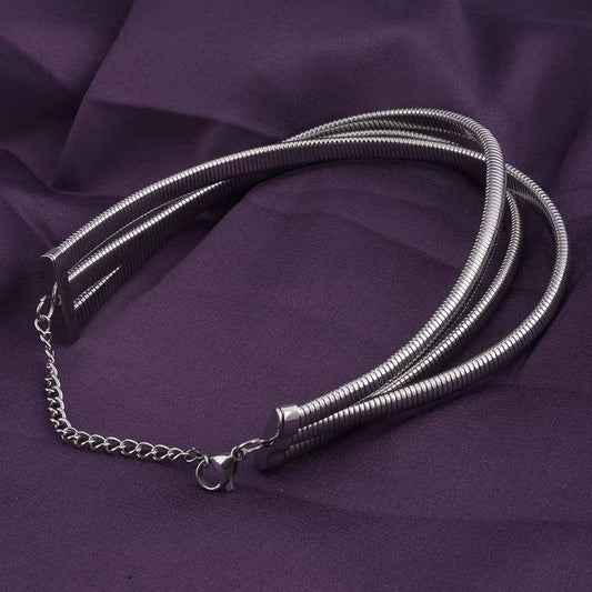 Chunky Silver Choker Necklace